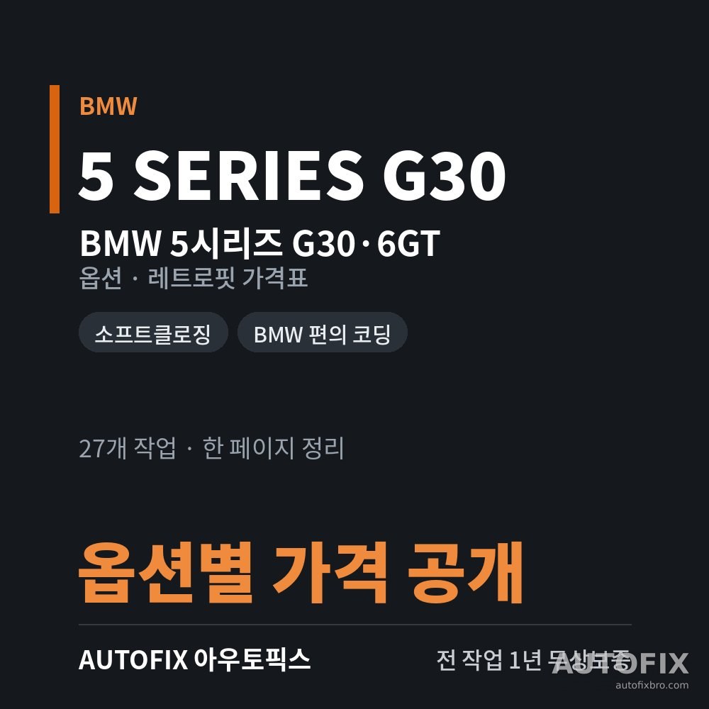 BMW 5시리즈 G30 · 6GT 옵션 · 레트로핏 가격표