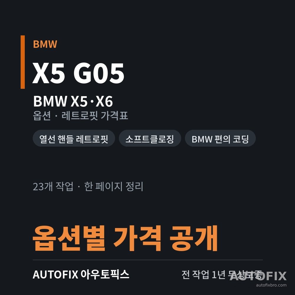 BMW X5 · X6 옵션 · 레트로핏 가격표