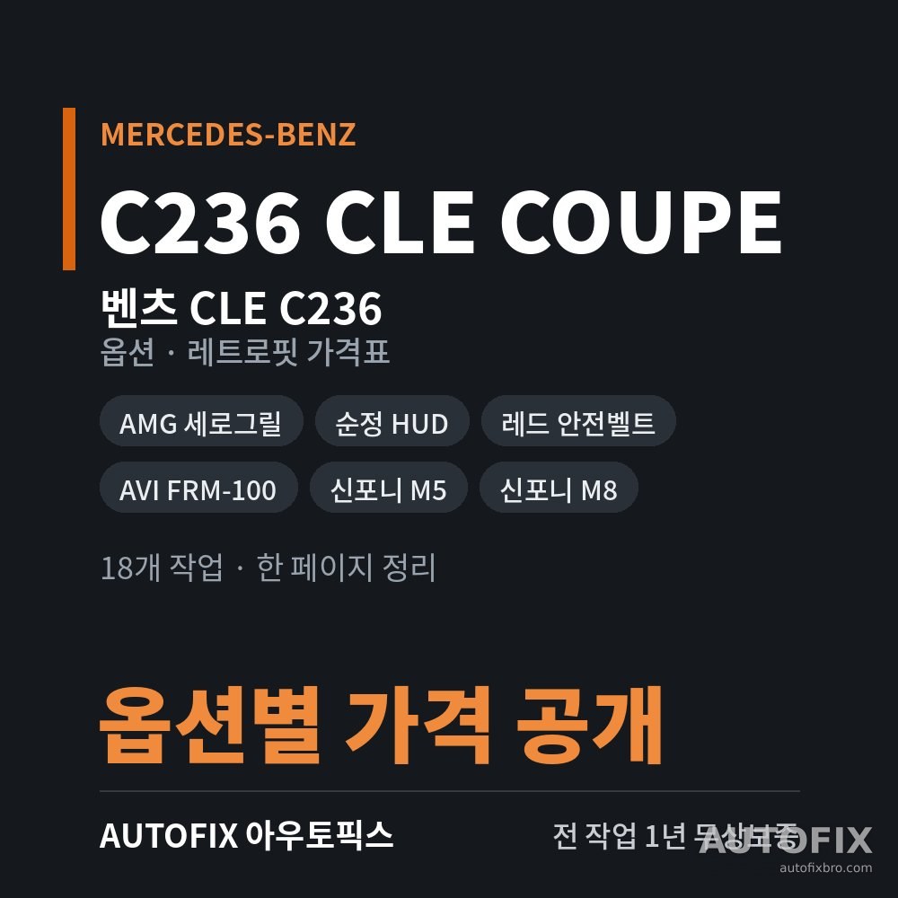 벤츠 CLE 쿠페 · 카브리올레 옵션 · 레트로핏 가격표