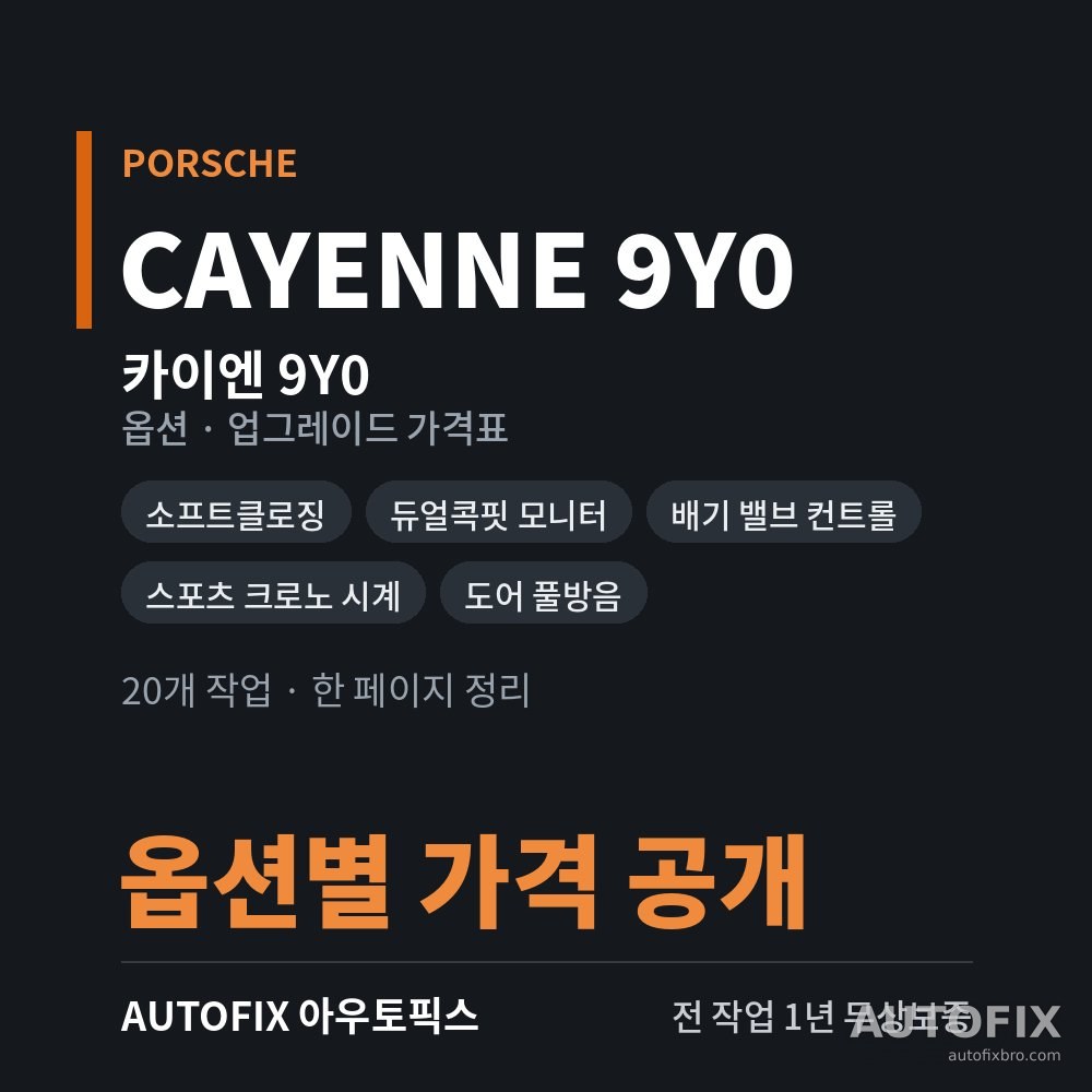 포르쉐 카이엔 9Y0 · 카이엔 쿠페 옵션 · 업그레이드 가격표