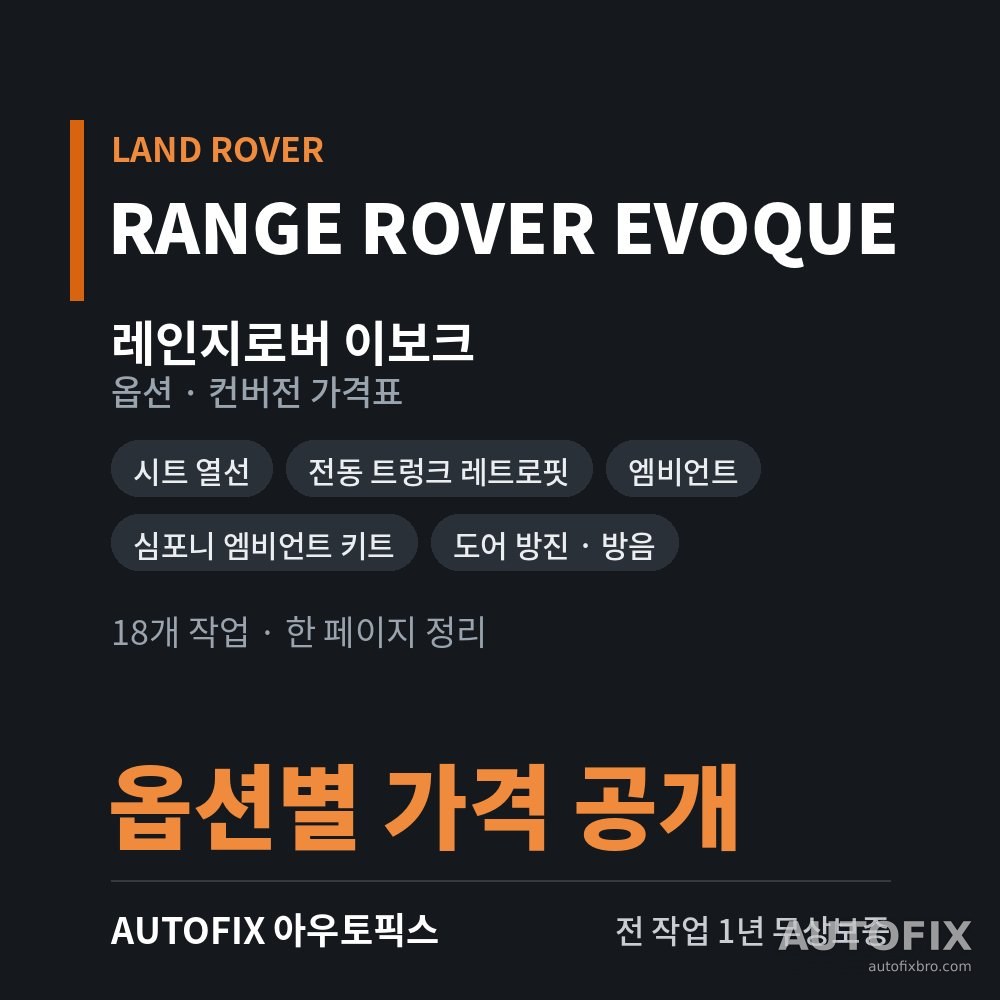 레인지로버 이보크 옵션 · 컨버전 가격표