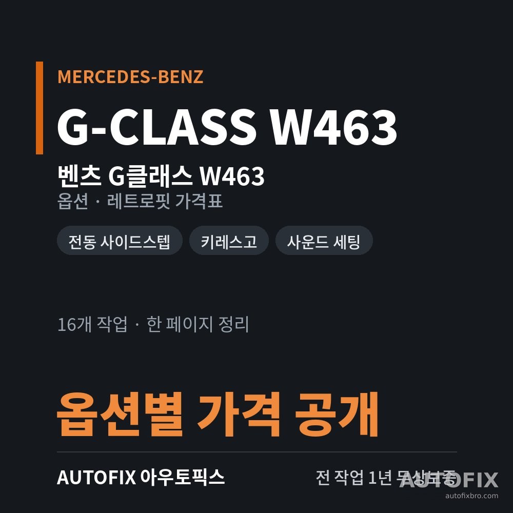 벤츠 G클래스 W463 (구형 G바겐) 옵션 · 레트로핏 가격표