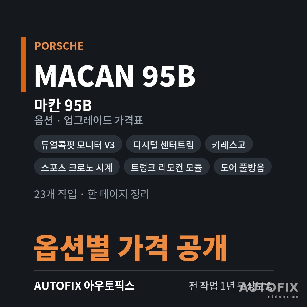 포르쉐 마칸 95B 옵션 · 업그레이드 가격표