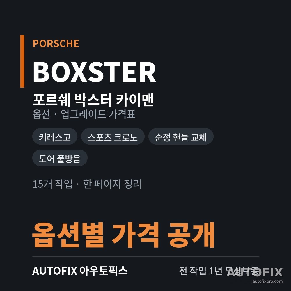 포르쉐 박스터 · 카이맨 옵션 · 업그레이드 가격표