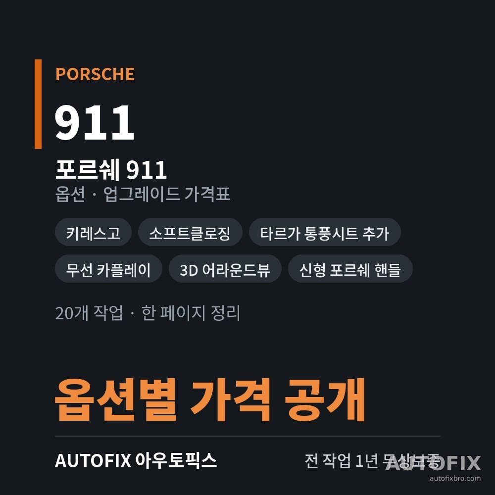 포르쉐 911 옵션 · 업그레이드 가격표