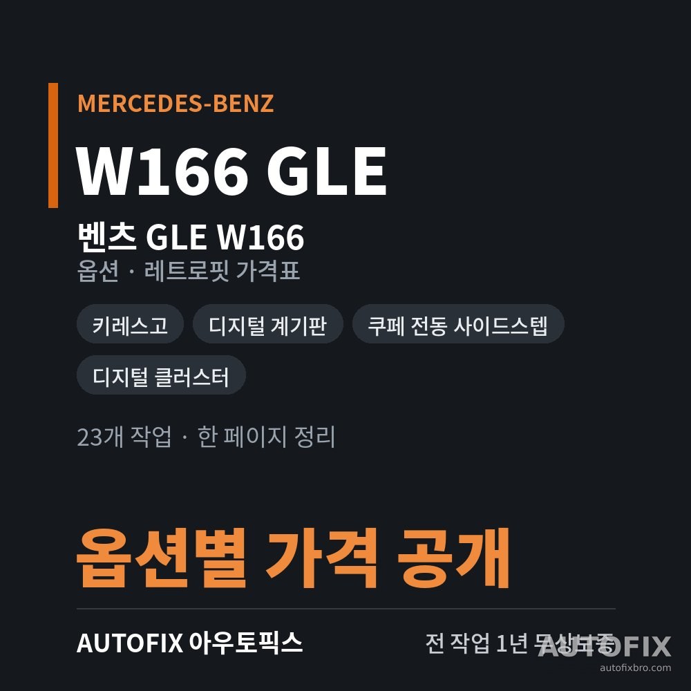 벤츠 W166 GLE · ML 옵션 · 레트로핏 가격표