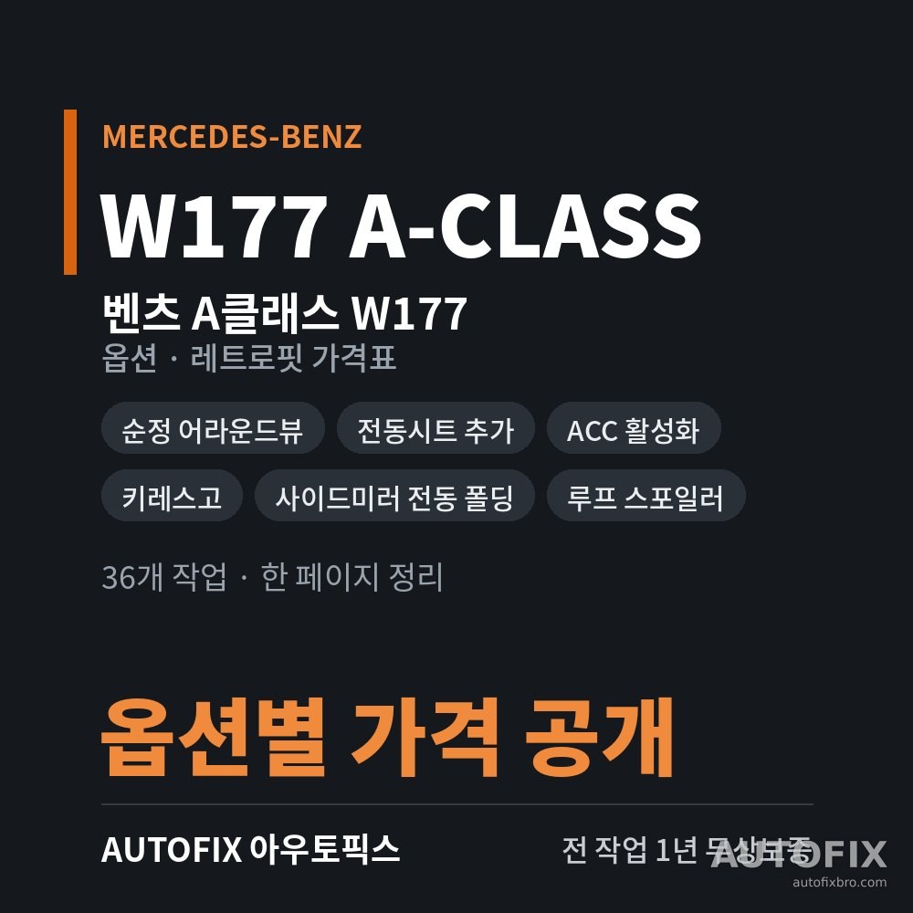 벤츠 W177 A클래스 옵션 · 레트로핏 가격표