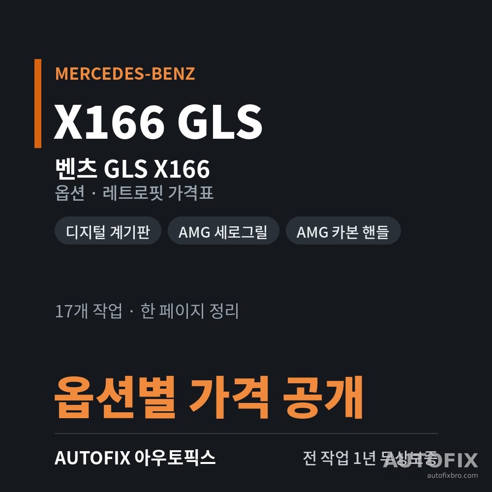 벤츠 X166 GLS · GL 옵션 · 레트로핏 가격표