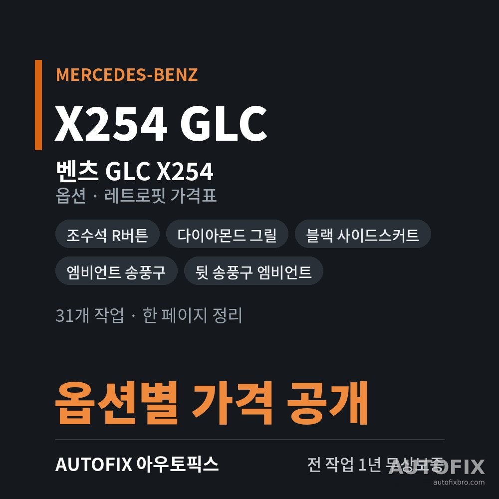 벤츠 X254 GLC 옵션 · 레트로핏 가격표